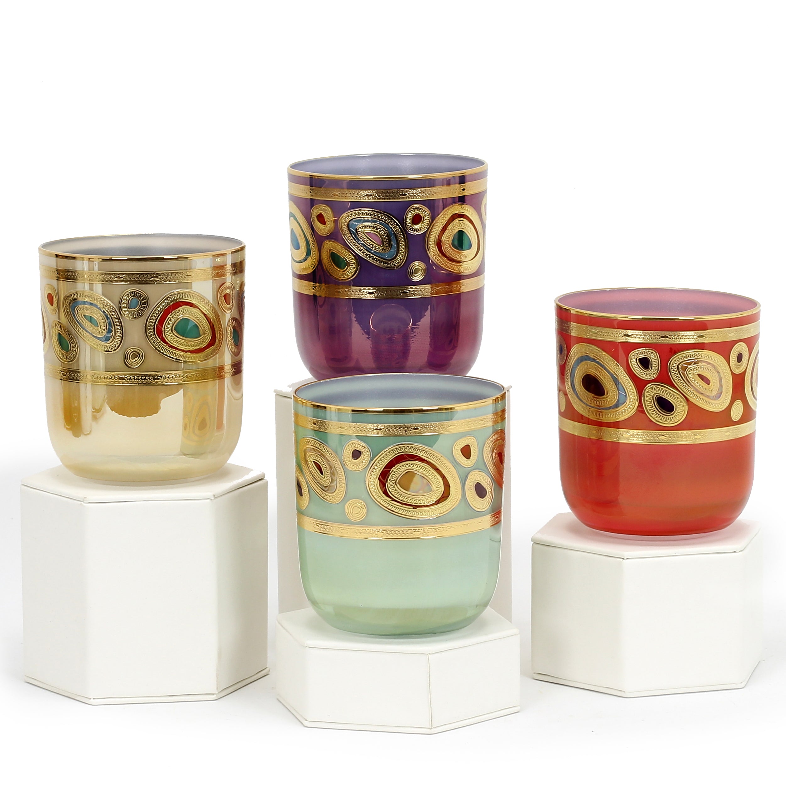 VIETRI: Regalia Water Glass Tumbler (Sold as Set of 4 pcs ~ 1 of each color) - tops-selection.shop
