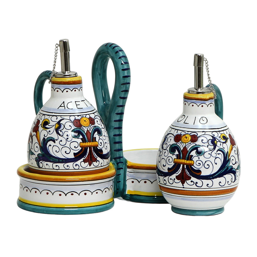 RICCO DERUTA DELUXE: Oil and Vinegar cruets set with caddy (NEW) - tops-selection.shop