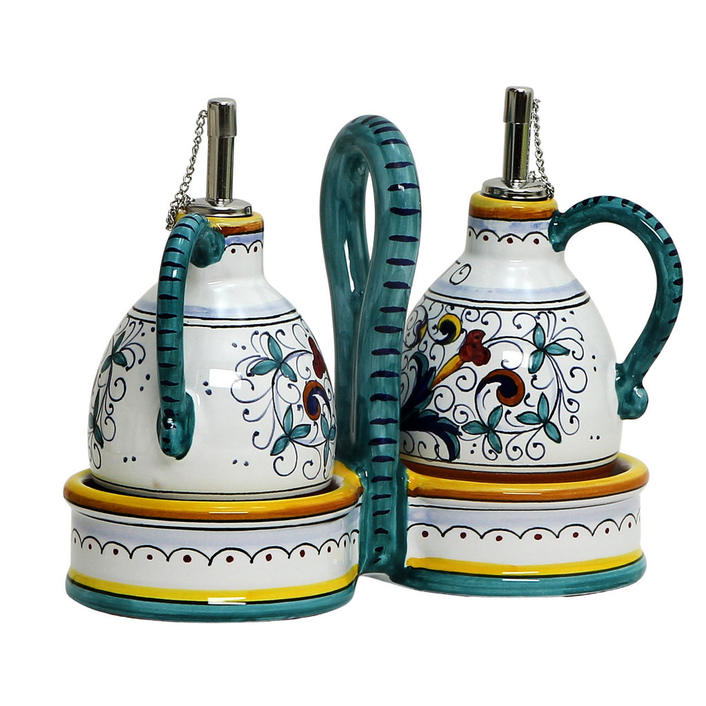 RICCO DERUTA DELUXE: Oil and Vinegar cruets set with caddy (NEW) - tops-selection.shop