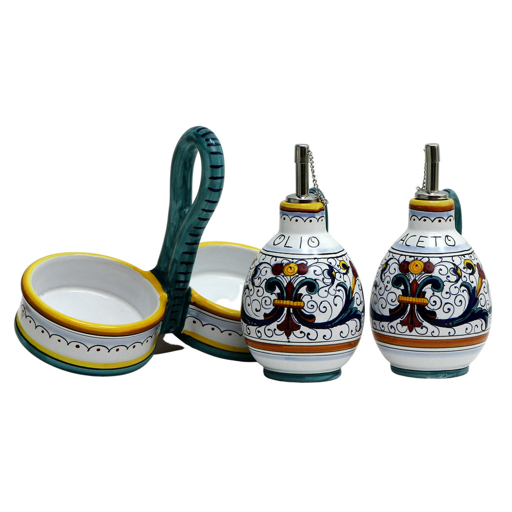 RICCO DERUTA DELUXE: Oil and Vinegar cruets set with caddy (NEW) - tops-selection.shop