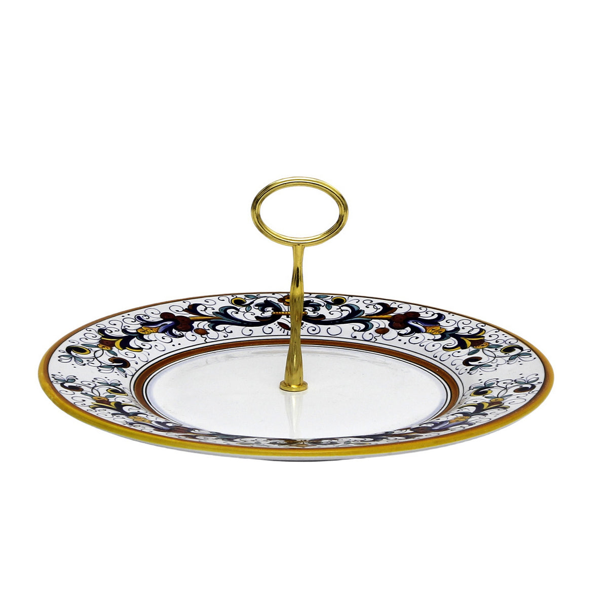 RICCO DERUTA DELUXE: Tid Bit Server Plate with Golden Handle - tops-selection.shop