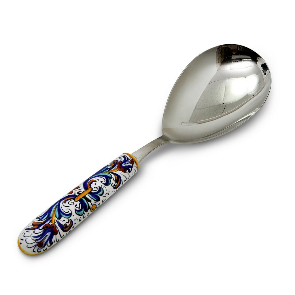 RICCO DERUTA DELUXE: Ceramic Handle Serving &#39;Risotto&#39; Spoon Ladle with 18/10 stainless steel cutlery. - tops-selection.shop