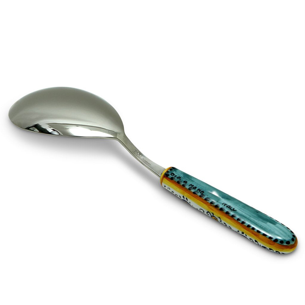 RICCO DERUTA DELUXE: Ceramic Handle Serving 'Risotto' Spoon Ladle with 18/10 stainless steel cutlery. - tops-selection.shop