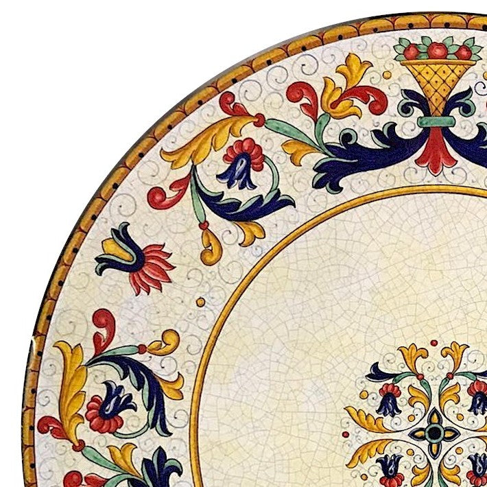 CERAMIC STONE TABLE + IRON BASE: RICCO DERUTA Design^ - Hand Painted in Deruta, Italy. - tops-selection.shop