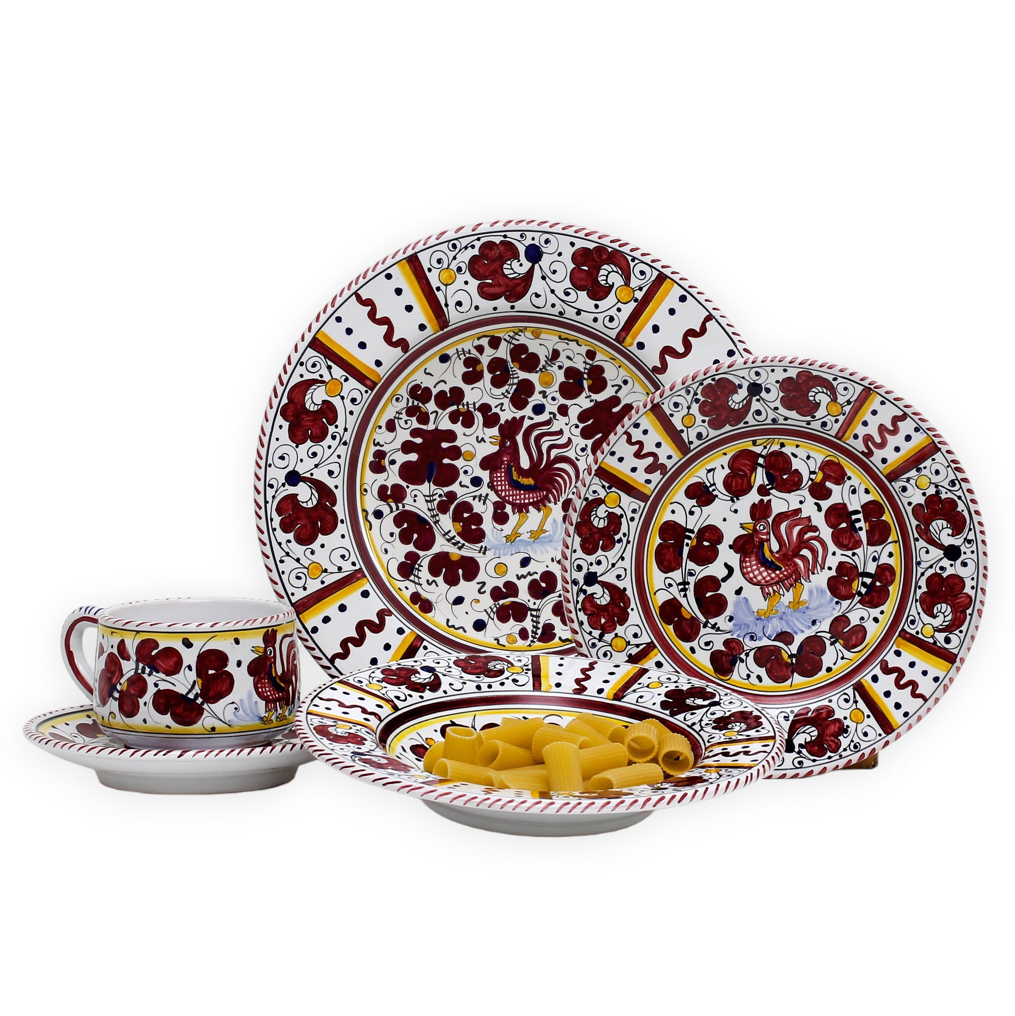 ORVIETO RED ROOSTER: 5 Pieces Place Setting - tops-selection.shop