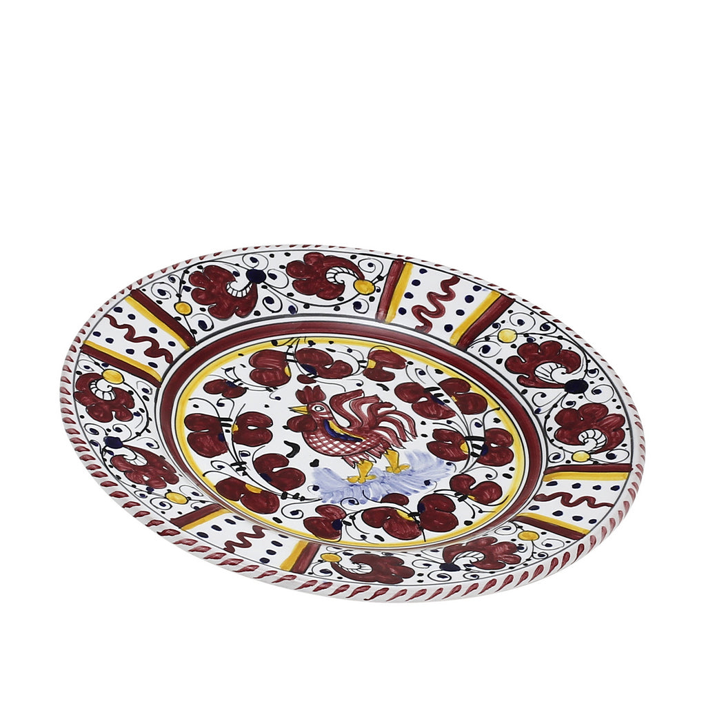 ORVIETO RED ROOSTER: Salad Plate [STRIPED RIM] - tops-selection.shop