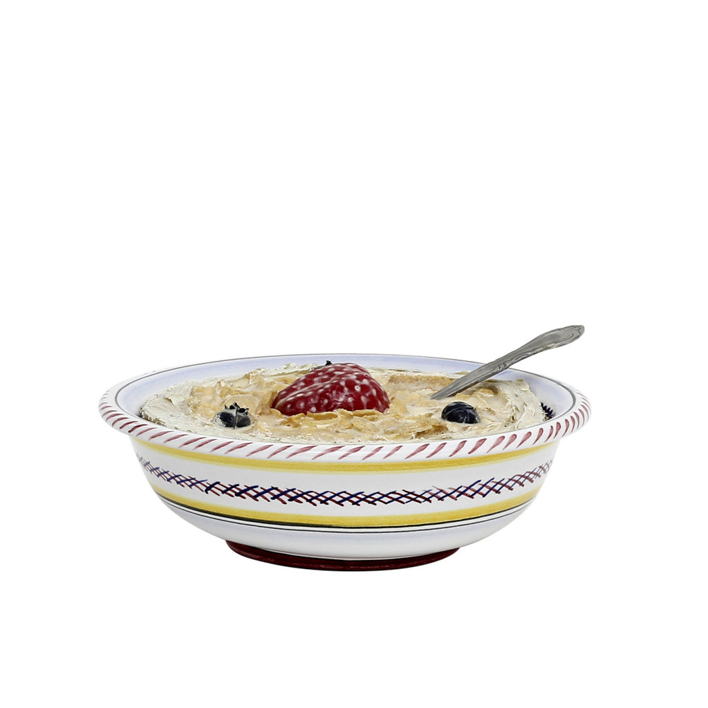 ORVIETO RED ROOSTER: Cereal Bowl [STRIPED RIM] - tops-selection.shop