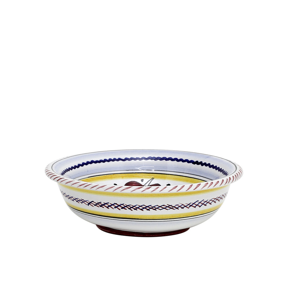 ORVIETO RED ROOSTER: Cereal Bowl [STRIPED RIM] - tops-selection.shop