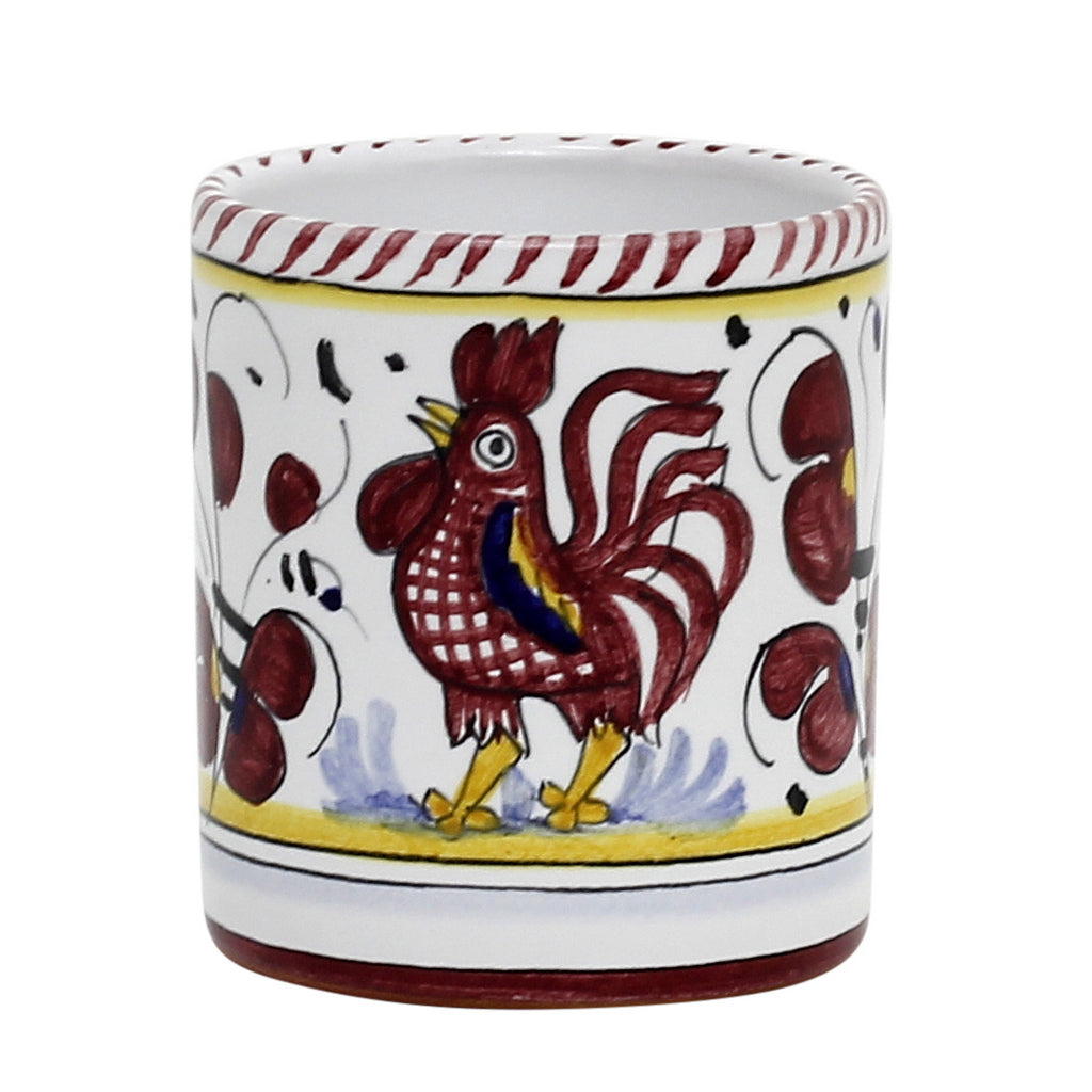 ORVIETO RED ROOSTER: Mug (10 Oz) [STRIPED RIM] - tops-selection.shop