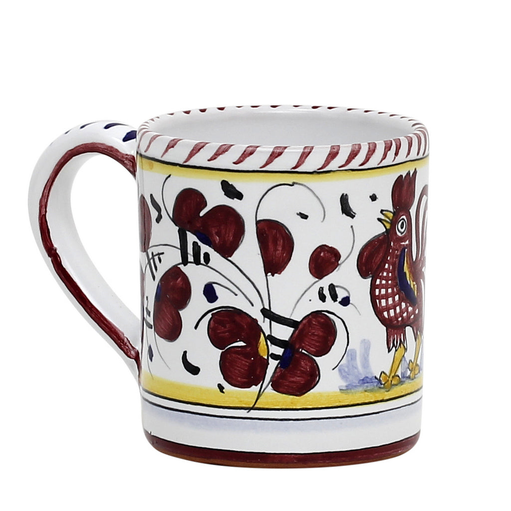 ORVIETO RED ROOSTER: Mug (10 Oz) [STRIPED RIM] - tops-selection.shop