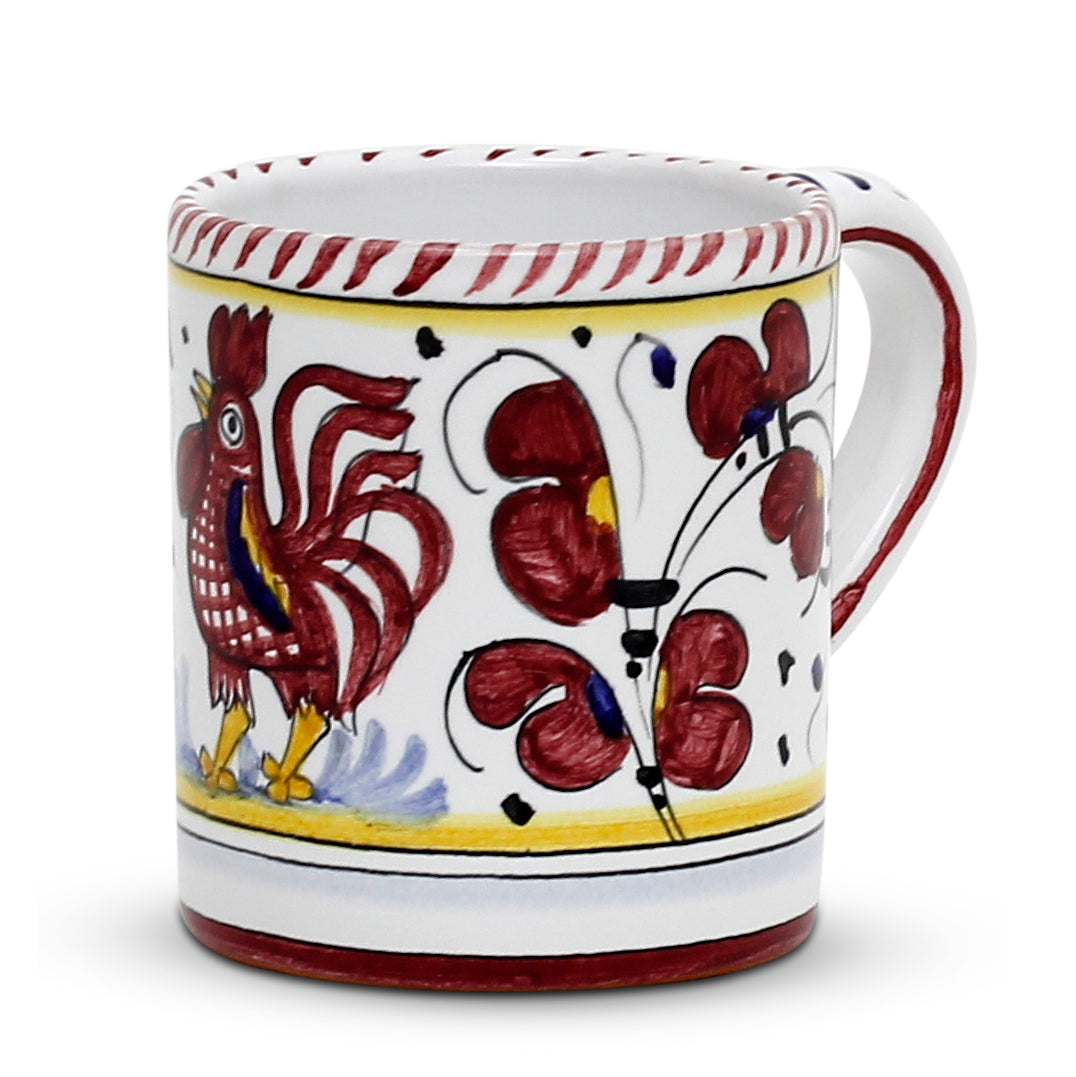 ORVIETO RED ROOSTER: 4 Pieces Place Setting - White center - tops-selection.shop