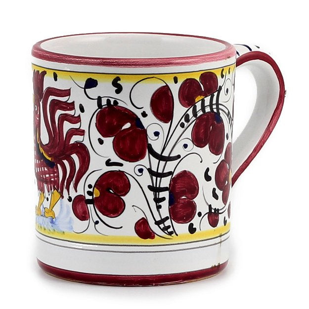 GIFT BOX: DeLuxe Glossy Red Gift Box with two Deruta Mugs and a Spoon Rest - tops-selection.shop