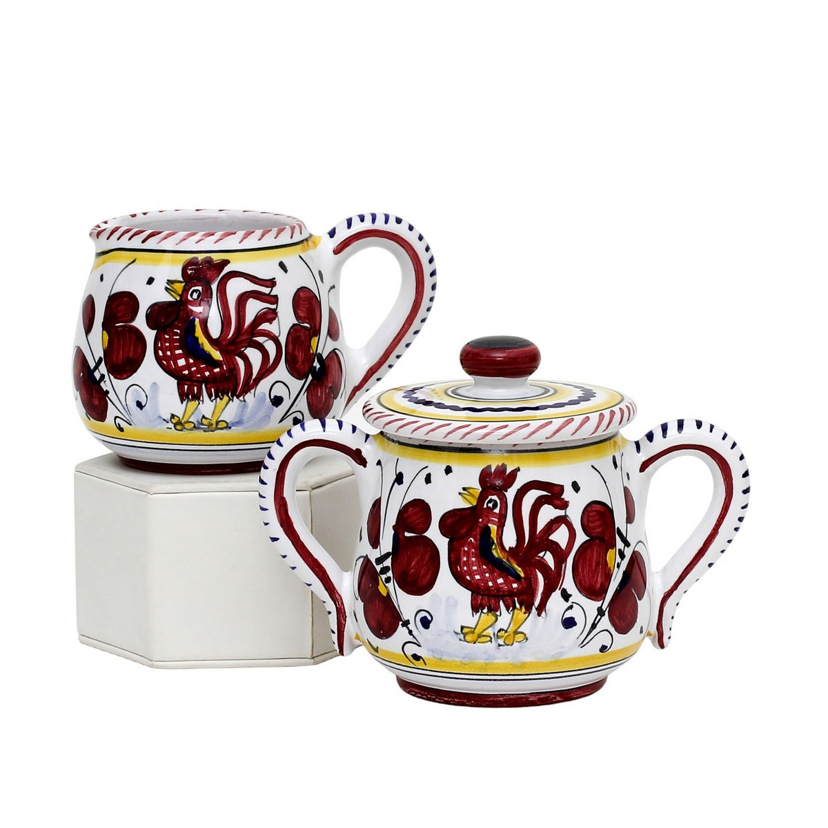 ORVIETO RED ROOSTER: Sugar and Creamer - tops-selection.shop