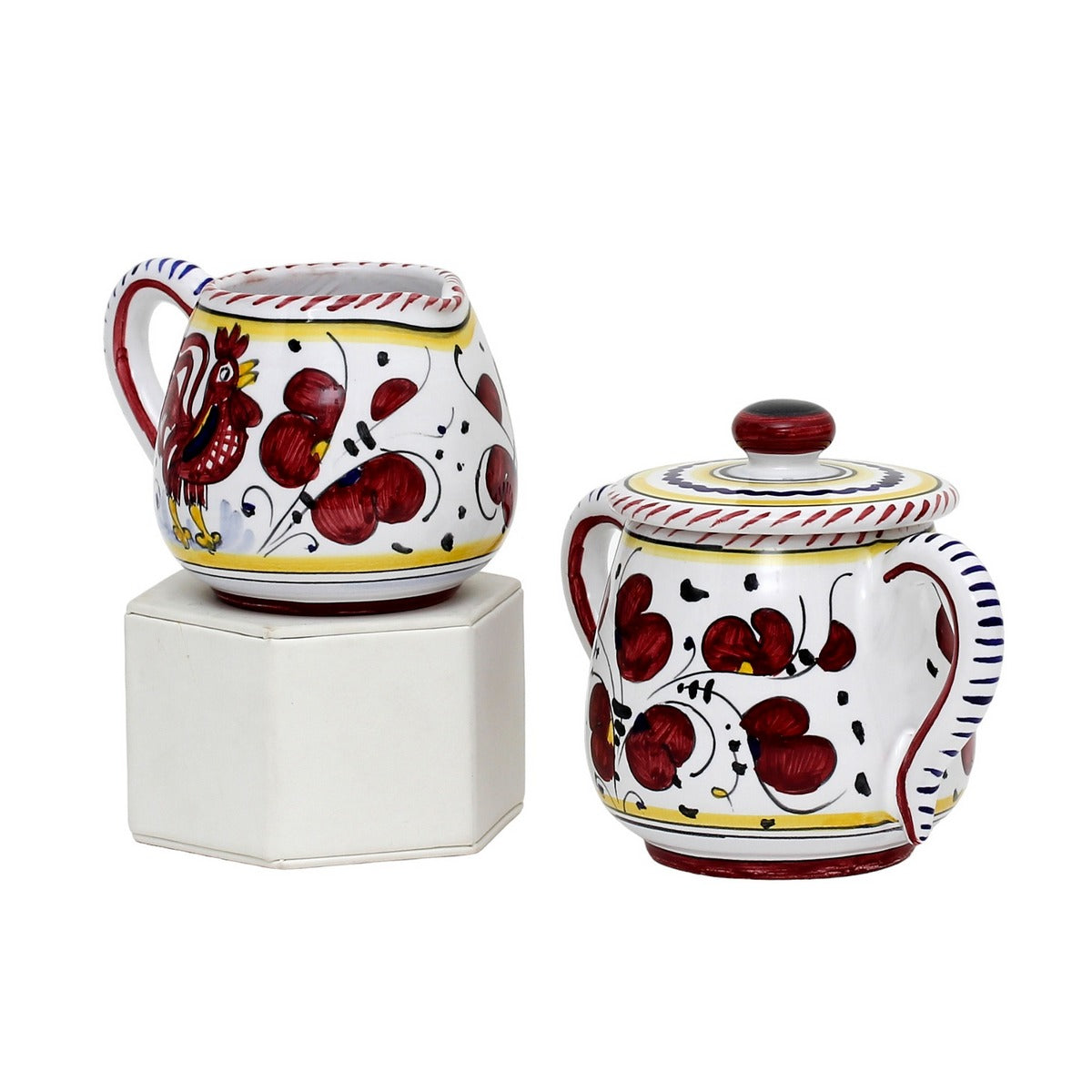 ORVIETO RED ROOSTER: Sugar and Creamer - tops-selection.shop