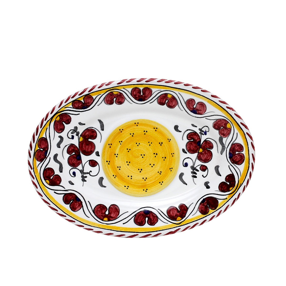 ORVIETO RED ROOSTER: Small Oval Plate - tops-selection.shop