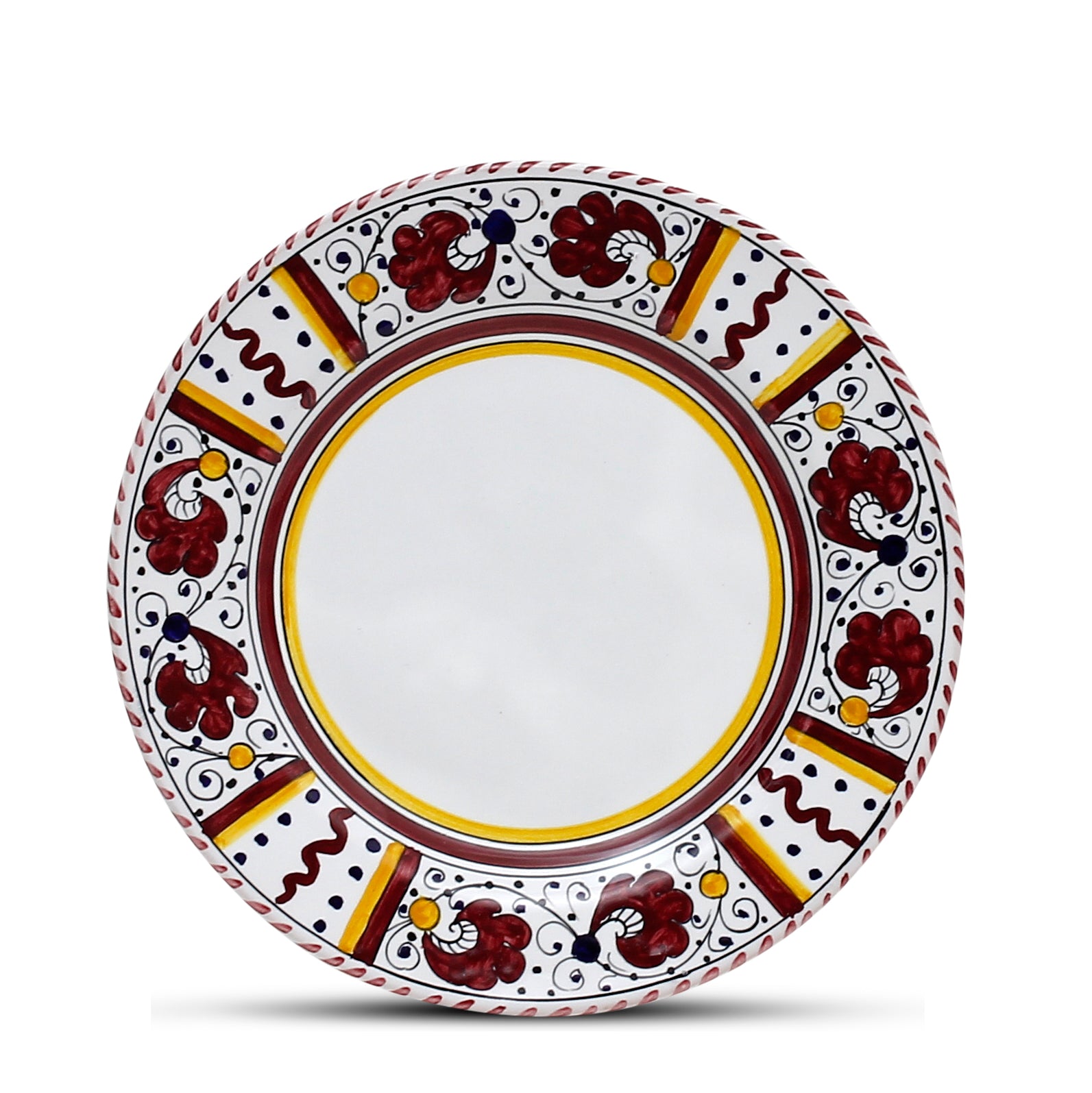 ORVIETO RED ROOSTER: 4 Pieces Place Setting - White center - tops-selection.shop