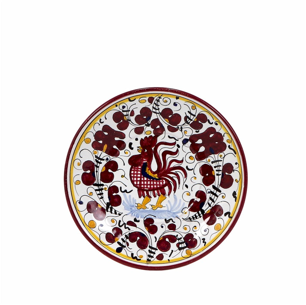 ORVIETO RED ROOSTER: Canape Plate - 7" Diam. Saucer [CARBONE SPECIAL] - tops-selection.shop