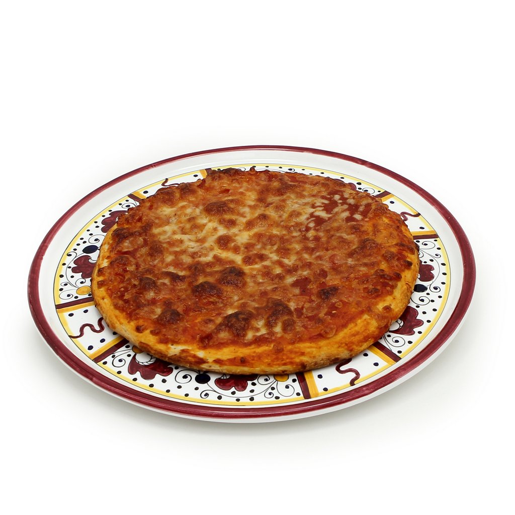 ORVIETO RED ROOSTER: Deruta Pizza Plate - Cake or Cheese Platter. - tops-selection.shop