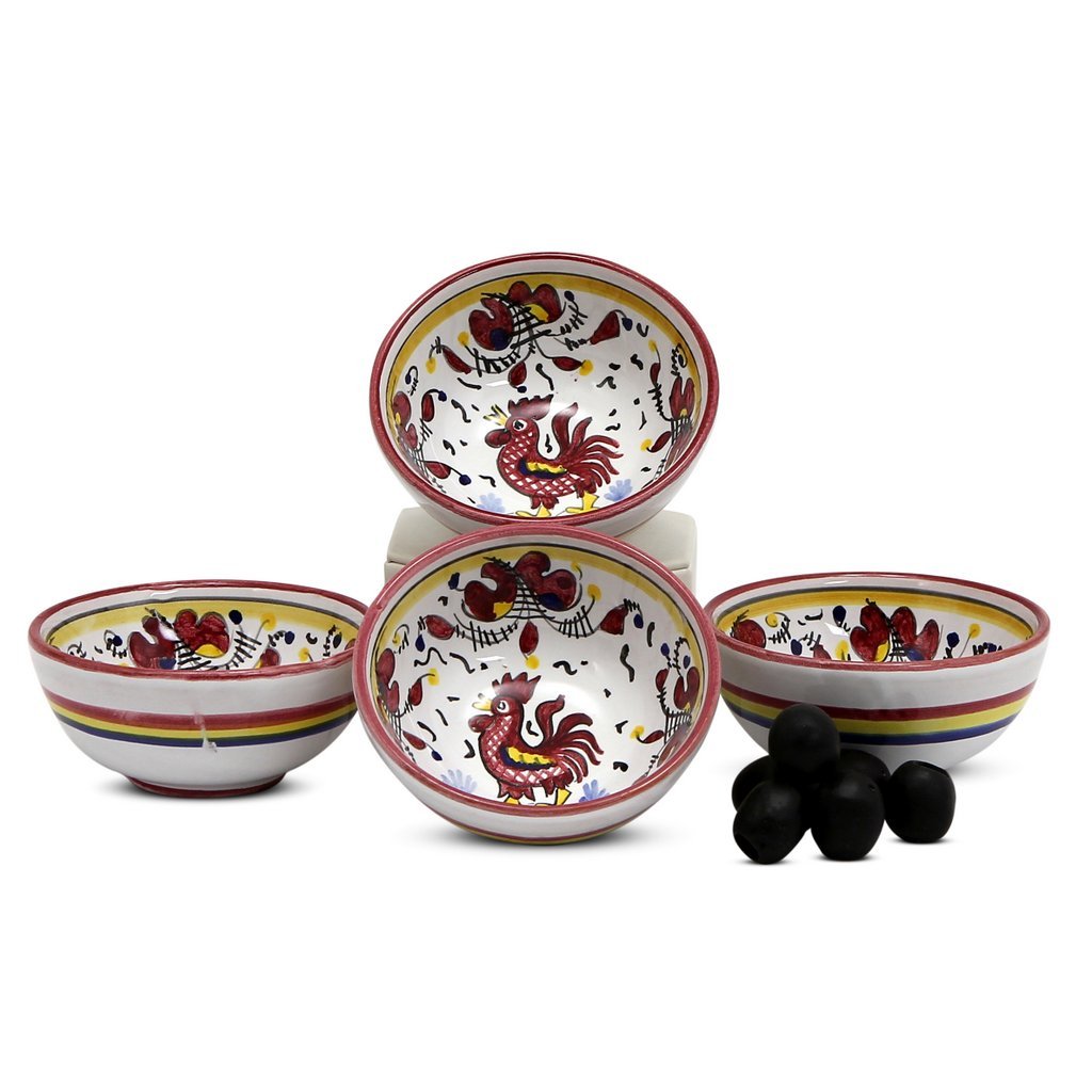 ORVIETO RED ROOSTER: Small Dipping Bowl/Condiment Bowl (1 Cup) - tops-selection.shop