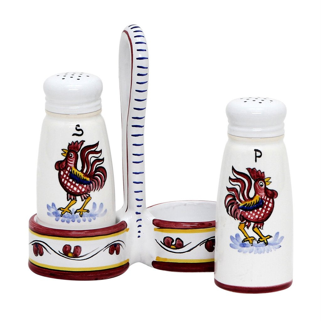 ORVIETO RED ROOSTER: Salt and Pepper Cruet [R] - tops-selection.shop