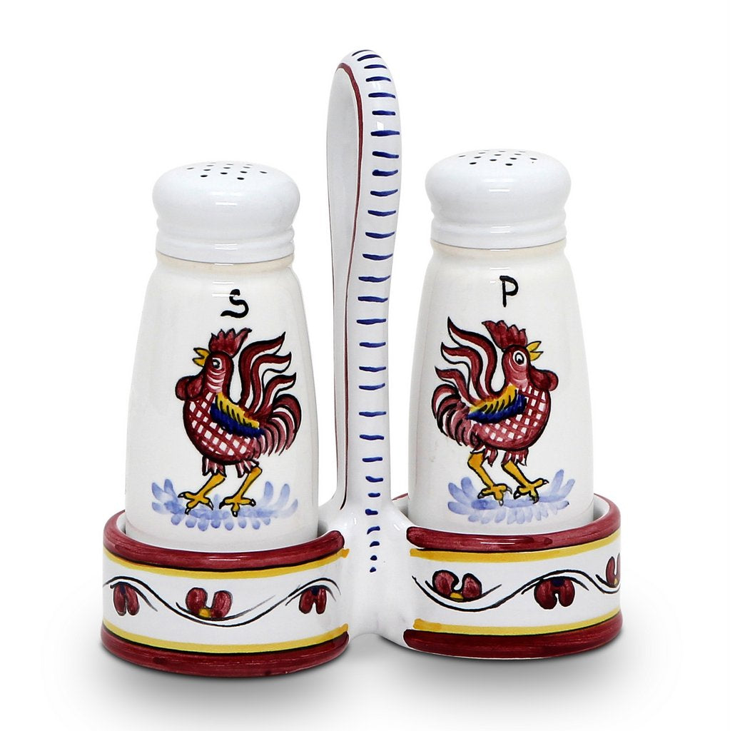 ORVIETO RED ROOSTER: Salt and Pepper Cruet [R] - tops-selection.shop