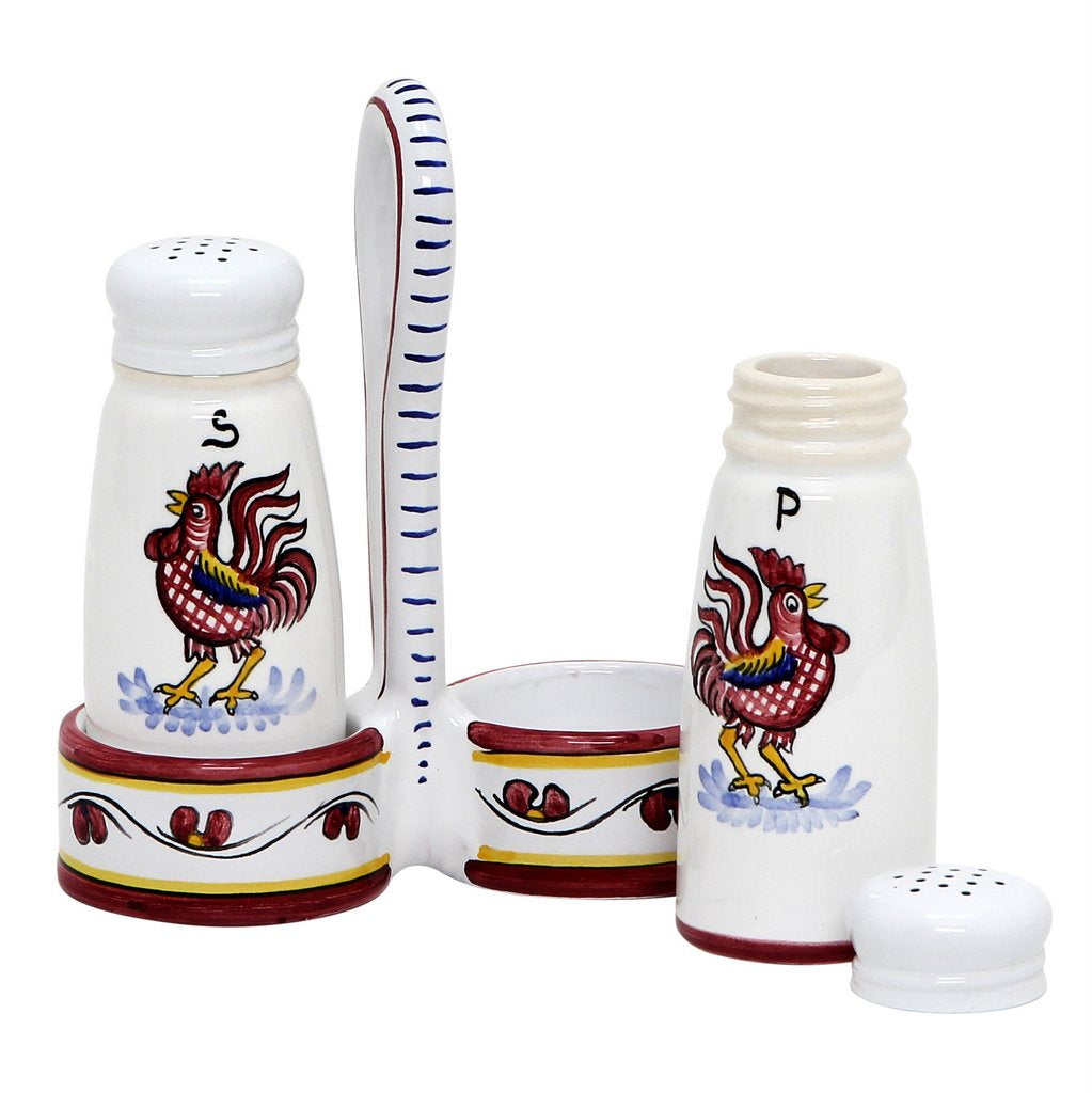ORVIETO RED ROOSTER: Salt and Pepper Cruet [R] - tops-selection.shop