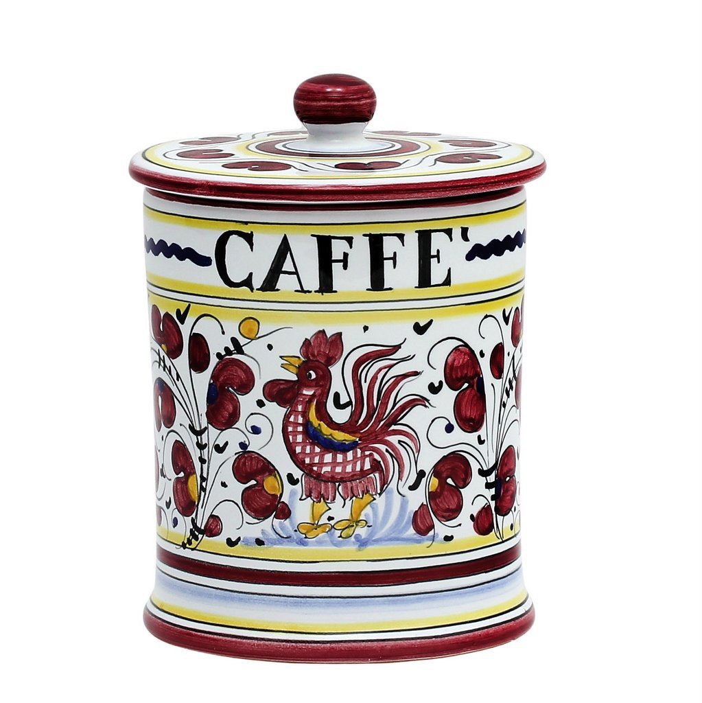 ORVIETO RED ROOSTER: Caffe&#39; (Coffee) Container Canister - tops-selection.shop