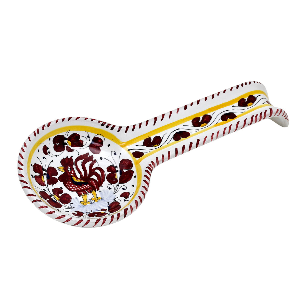 ORVIETO RED ROOSTER: Spoon Rest [STRIPED RIM] - tops-selection.shop