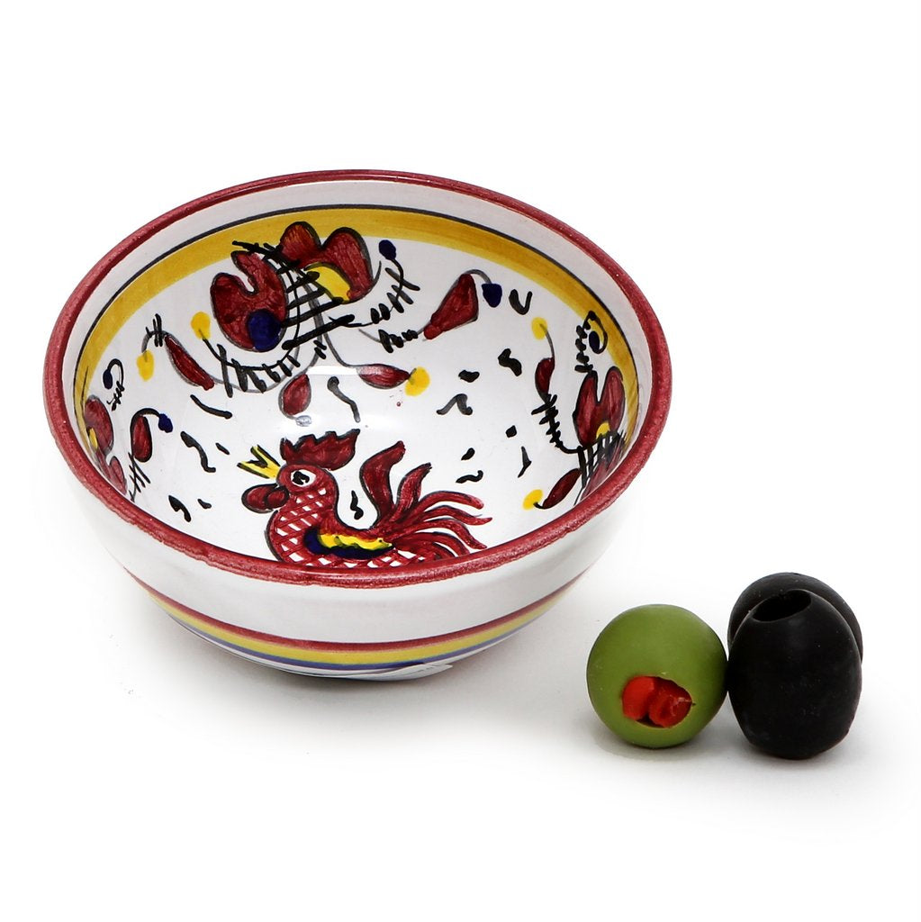 ORVIETO RED ROOSTER: Small Dipping Bowl/Condiment Bowl (1 Cup) - tops-selection.shop