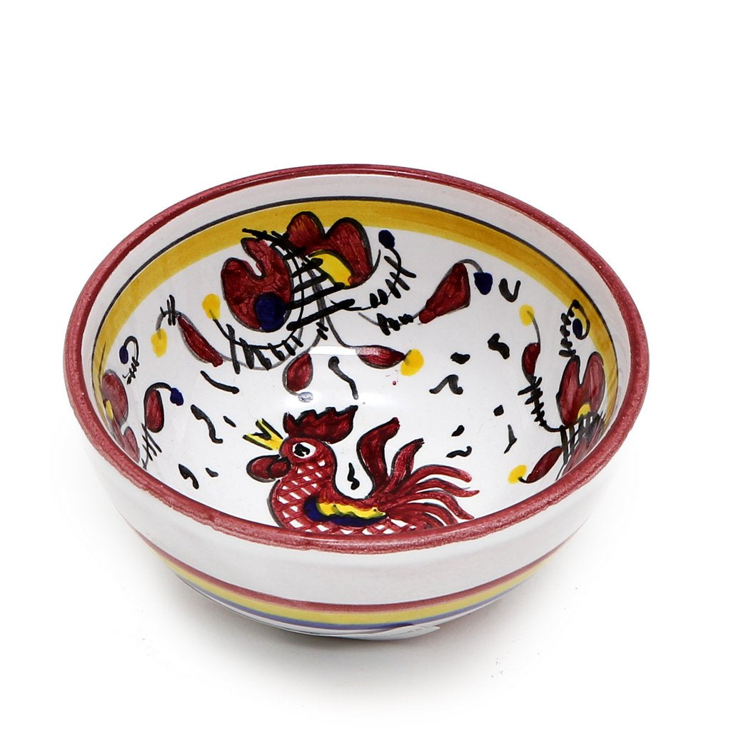 ORVIETO RED ROOSTER: Small Dipping Bowl/Condiment Bowl (1 Cup) - tops-selection.shop