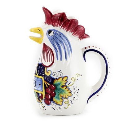IN VINO VERITAS: Traditional Italian Rooster of Fortune Wine Pitcher (Large=1.5 Liter 50 Oz) - tops-selection.shop