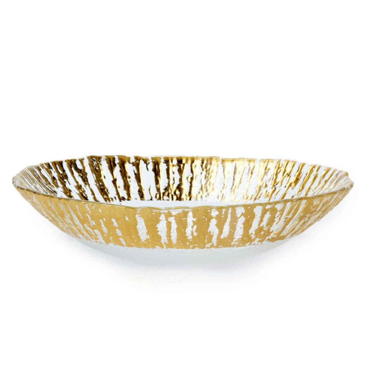 VIETRI: Rufolo Glass Gold Medium Oval Serving Bowl - tops-selection.shop