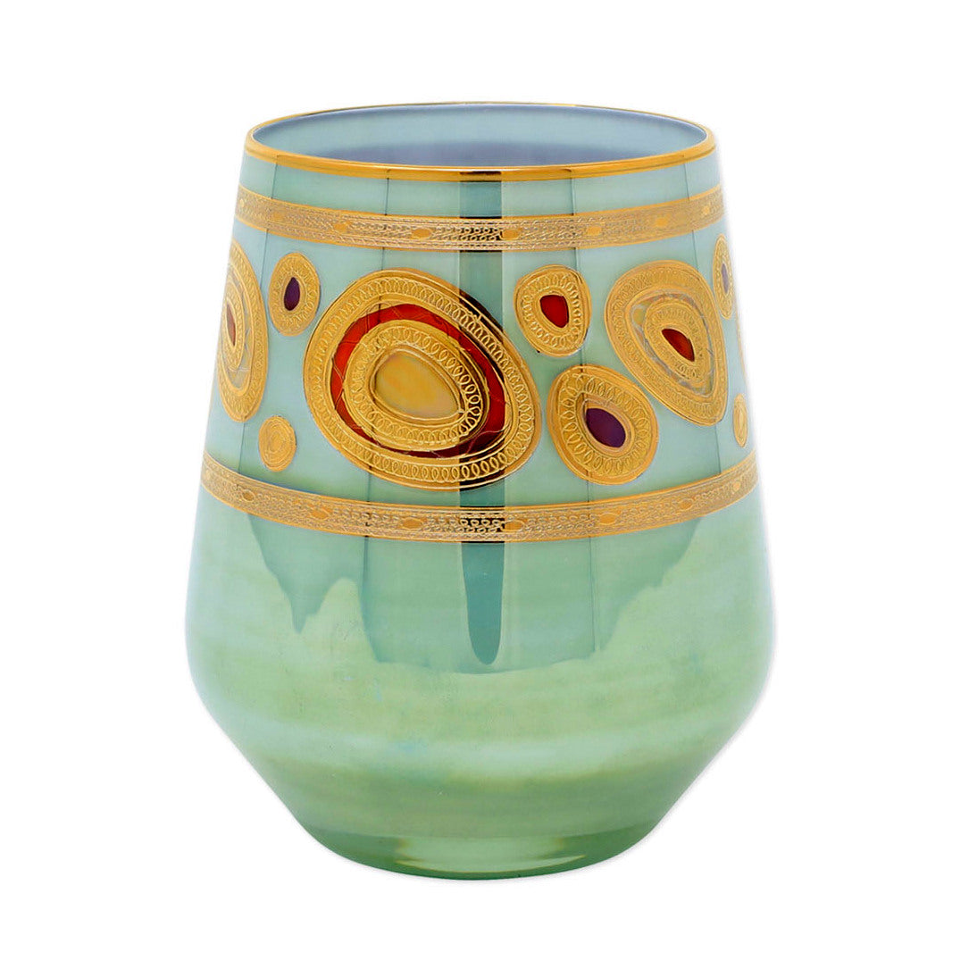 VIETRI: Regalia Aqua Stemless Wine Glass - tops-selection.shop