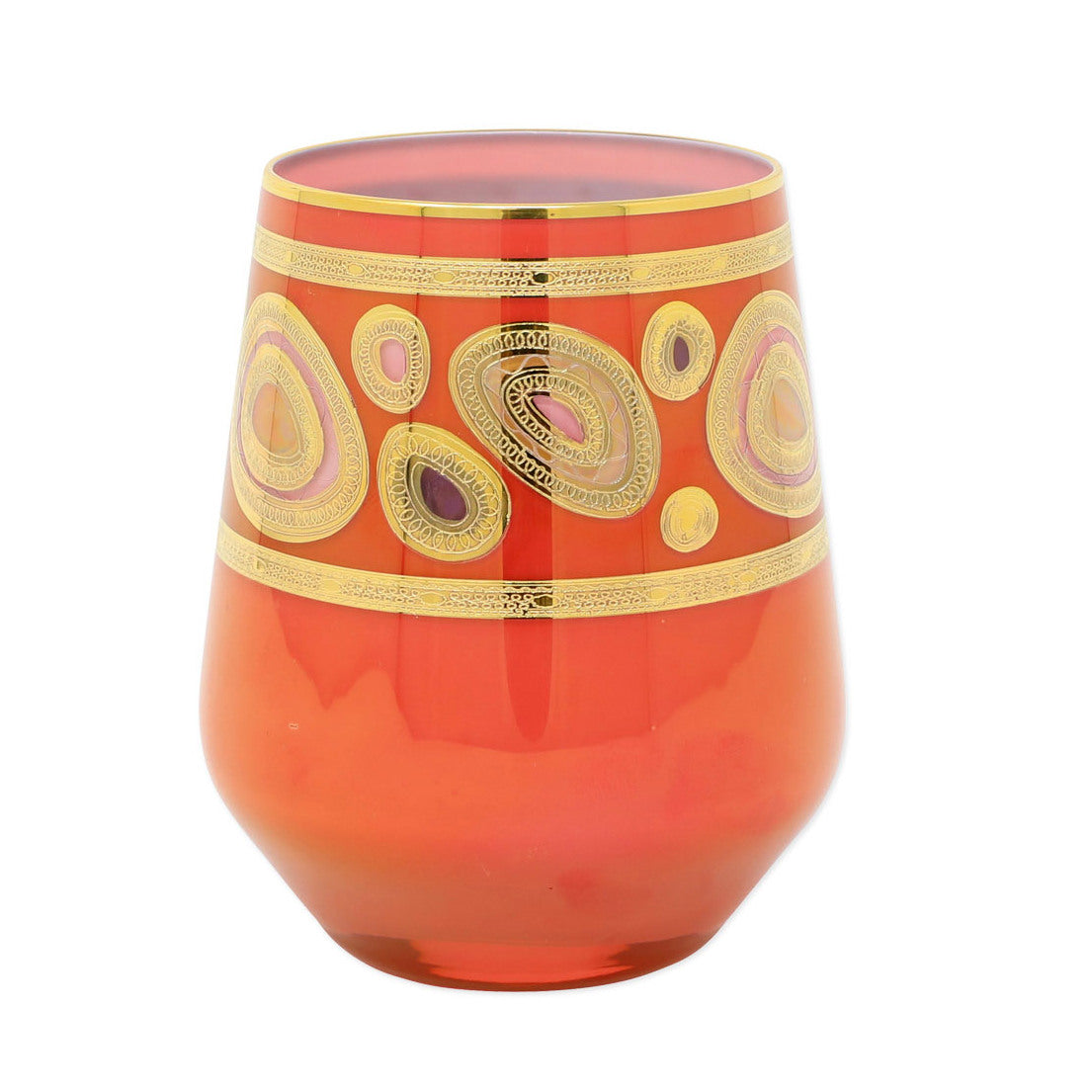 VIETRI: Regalia Orange Stemless Wine Glass - tops-selection.shop