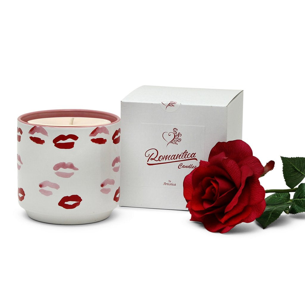 ROMANTICA: Valentino - Muah! Large Candle Vase Ceramic Container (30 Oz) - tops-selection.shop
