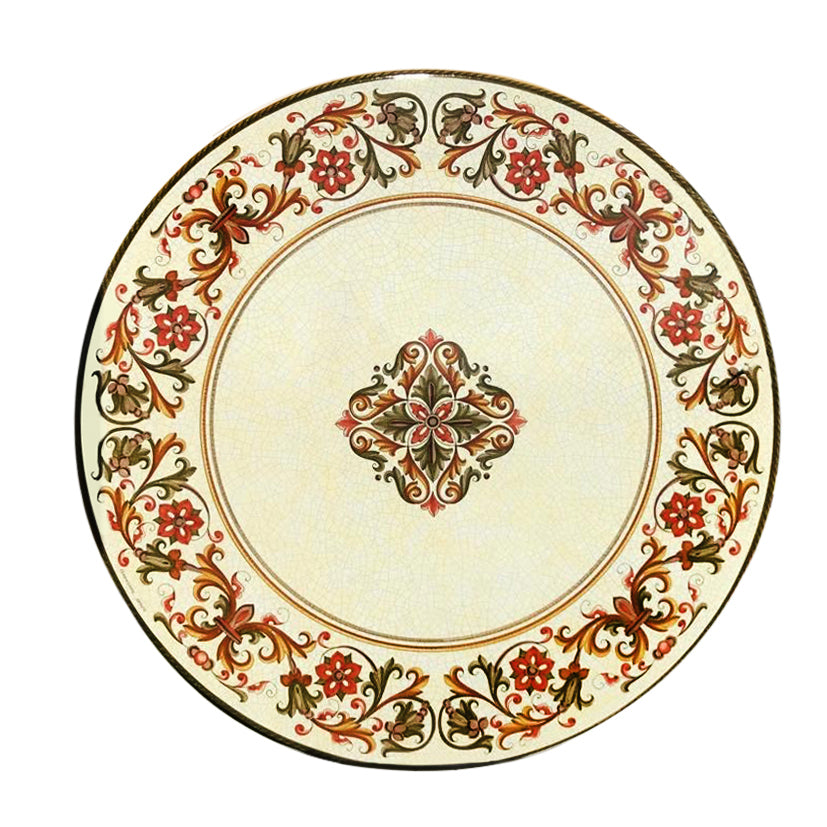 CERAMIC STONE TABLE + IRON BASE: SARA Design^ - Hand Painted - tops-selection.shop