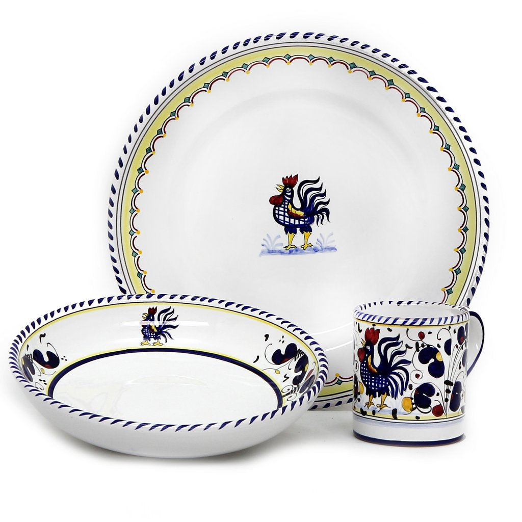 ORVIETO BLUE ROOSTER: 3 Pieces Place Setting - tops-selection.shop