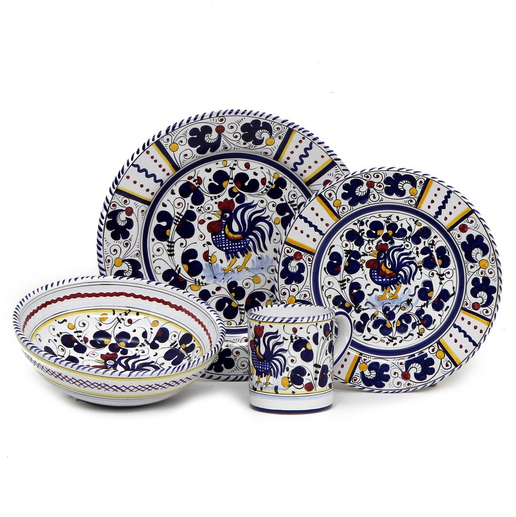 ORVIETO BLUE ROOSTER: 4 Pieces Place Setting - tops-selection.shop