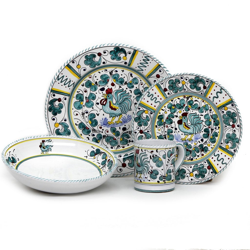 ORVIETO GREEN ROOSTER: 4 Pieces Place Setting - tops-selection.shop