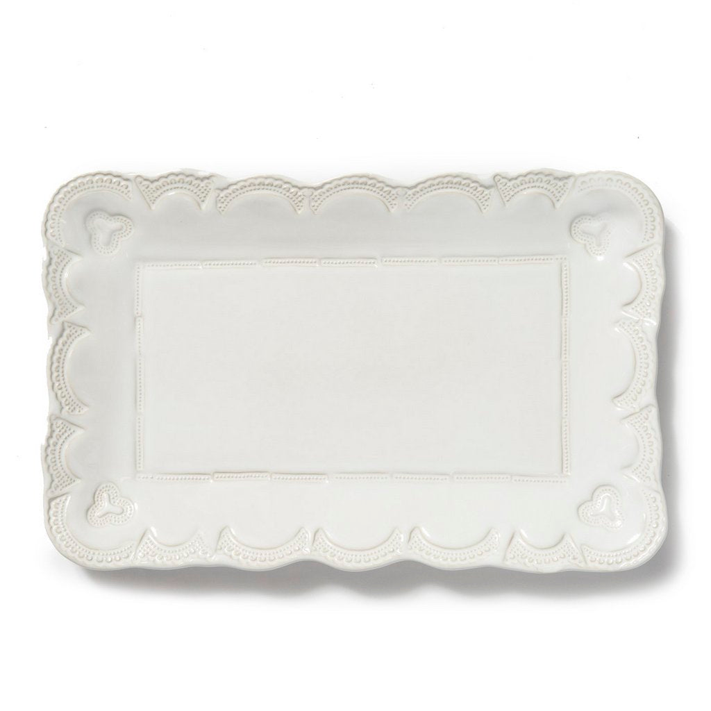 VIETRI: Incanto Stone White Lace Small Rectangular Platter Tray - tops-selection.shop