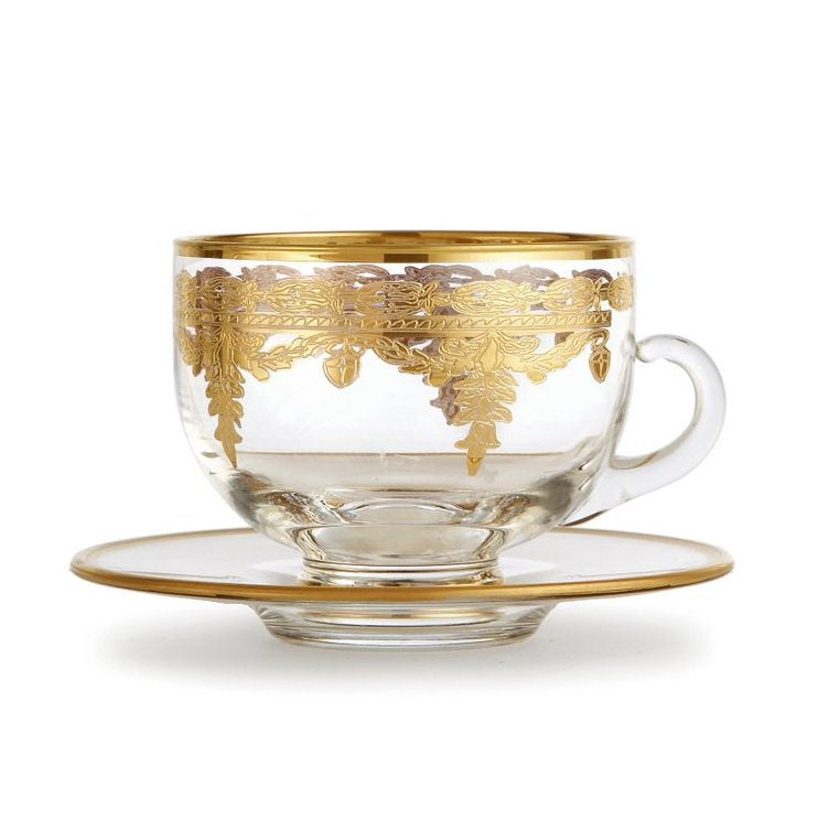ARTE ITALICA: Vetro Gold Coffee Cup &amp; Saucer - tops-selection.shop