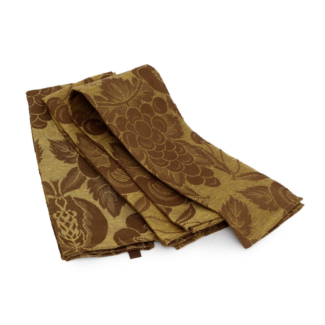 BUSATTI: Hand Towel SET OF 2 PCS Jacquard (100% Linen) CAMEL BROWN - tops-selection.shop