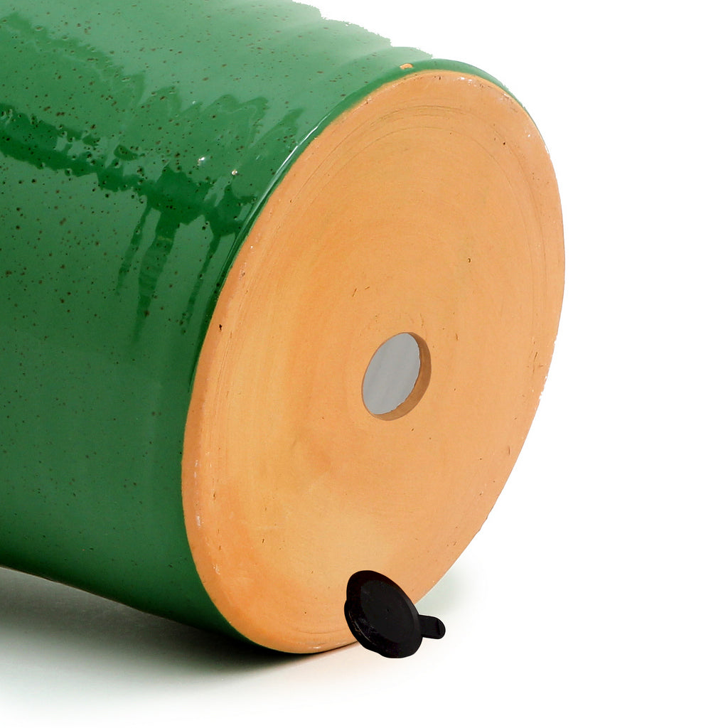 SCAVO Giardini Garden: Large Planter Vase with fluted rim 'VERDE PRATO' Dark Green - tops-selection.shop