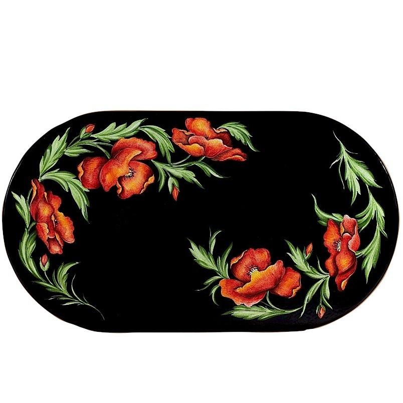 CERAMIC STONE TABLE + IRON BASE: SPALATO Design^ - Hand Painted in Deruta, Italy. - tops-selection.shop