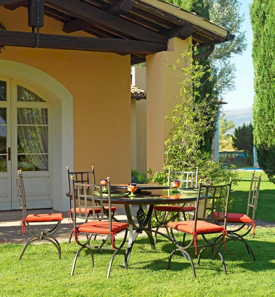 CERAMIC STONE TABLE + IRON BASE: SPALATO Design^ - Hand Painted in Deruta, Italy. - tops-selection.shop