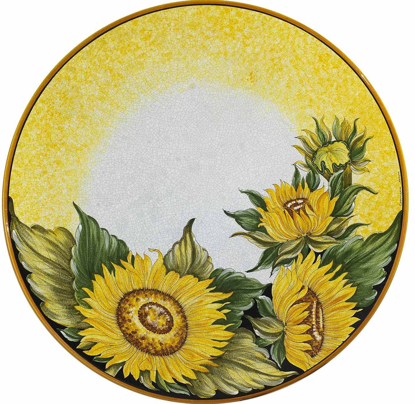 CERAMIC STONE TABLE + IRON BASE: SPELLO Design - Hand Painted in Deruta, Italy. - tops-selection.shop