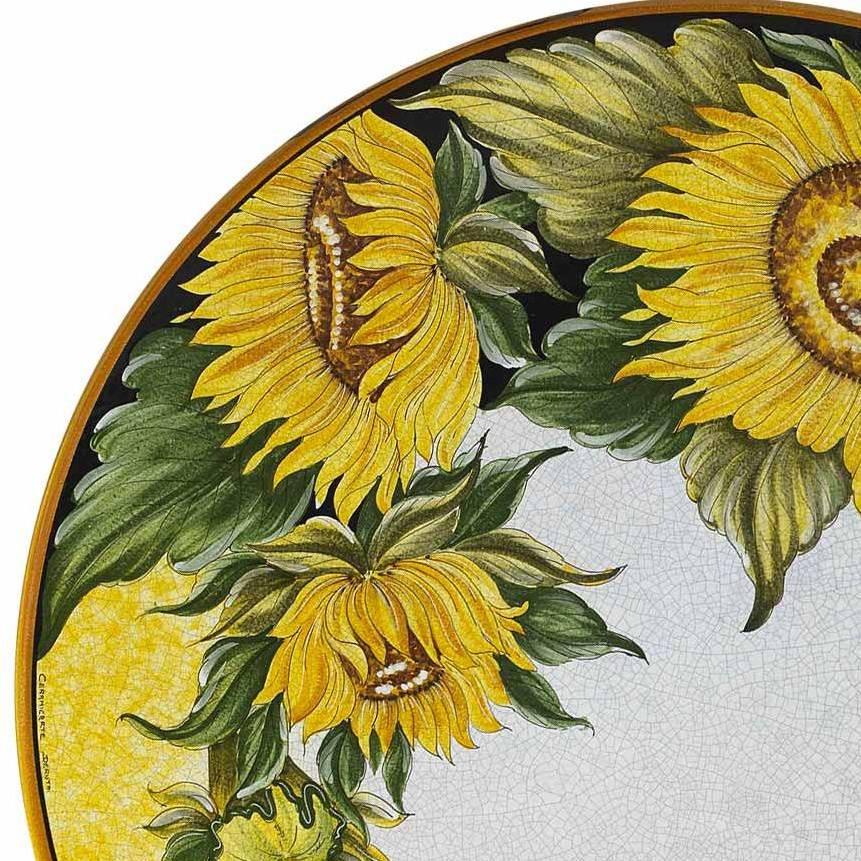 CERAMIC STONE TABLE + IRON BASE: SPELLO Design - Hand Painted in Deruta, Italy. - tops-selection.shop