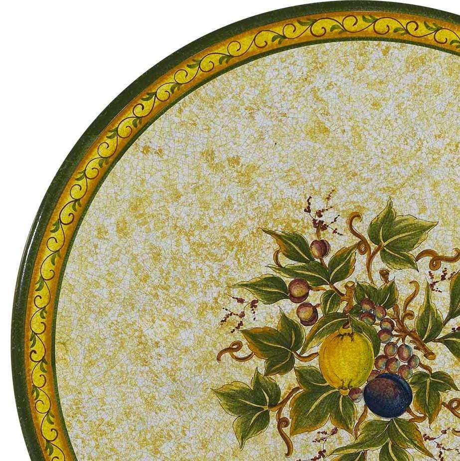 CERAMIC STONE TABLE + IRON BASE: SPOLETO Design - Hand Painted in Deruta, Italy. - tops-selection.shop