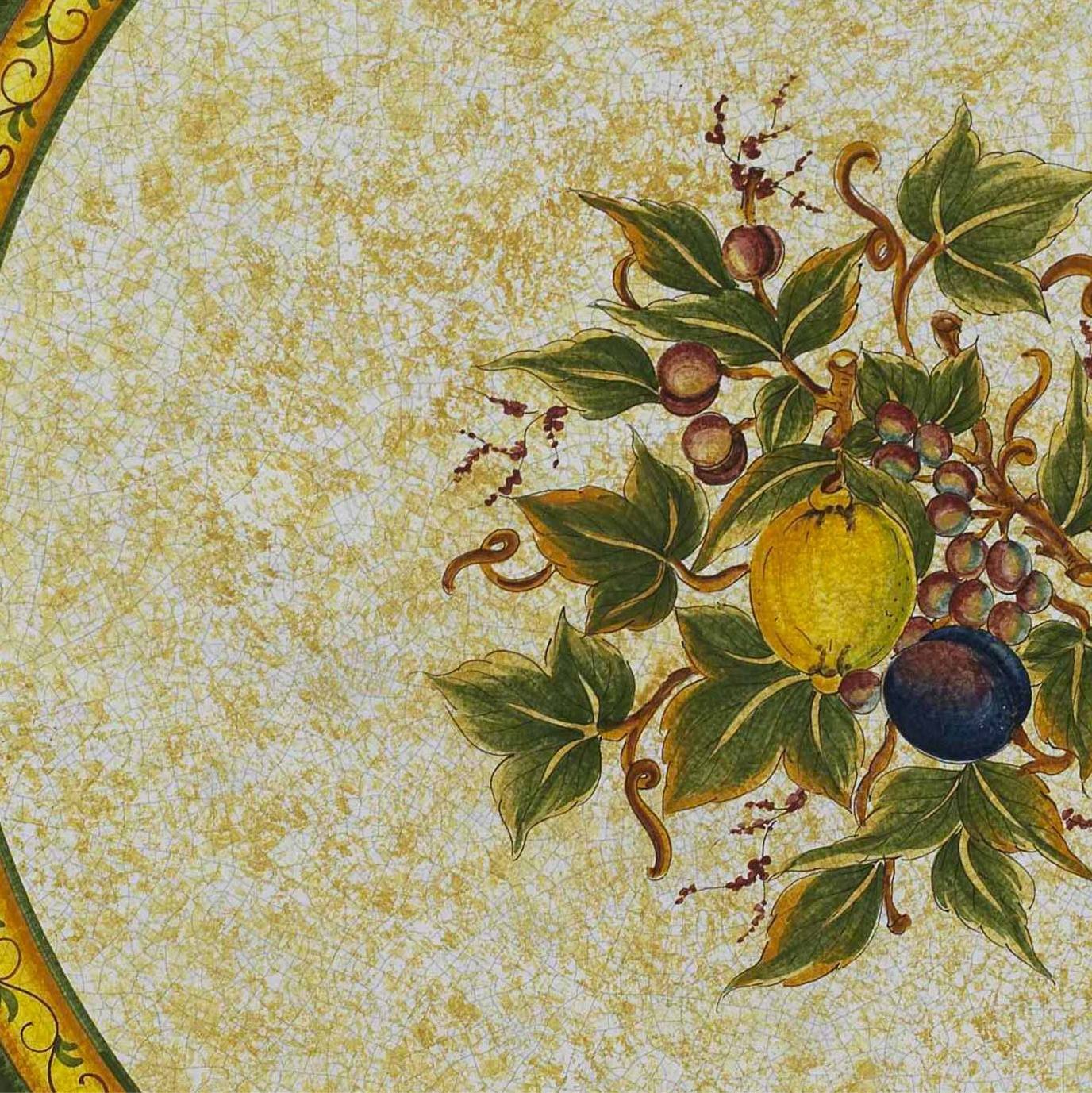 CERAMIC STONE TABLE + IRON BASE: SPOLETO Design - Hand Painted in Deruta, Italy. - tops-selection.shop