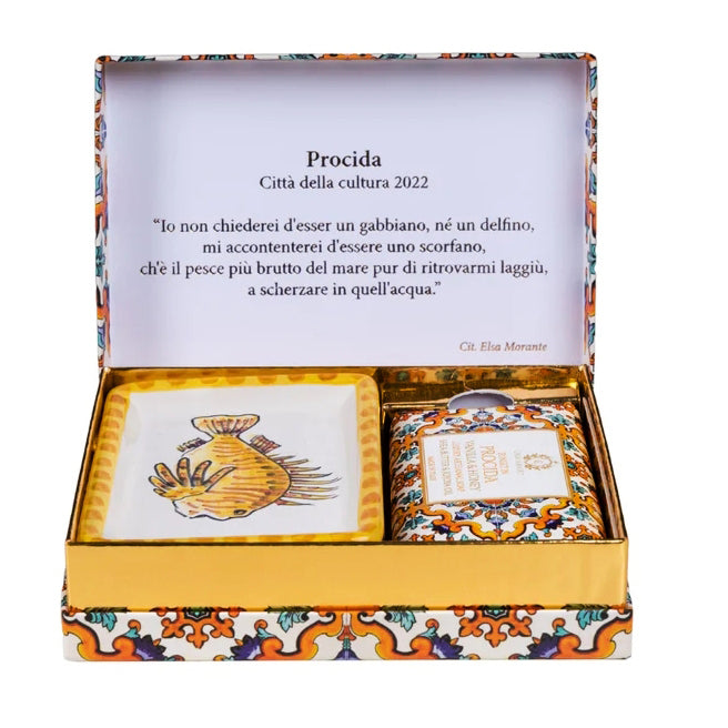 CASA AMALFI SOAPS: Scented Soap Bar with ceramic soap dish - Sunset in Procida Set - tops-selection.shop